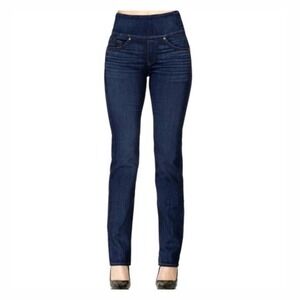 SPANX‎ Jeans Women's Sz 32 Blue Dark Wash The Signature Straight Pull On Stretch